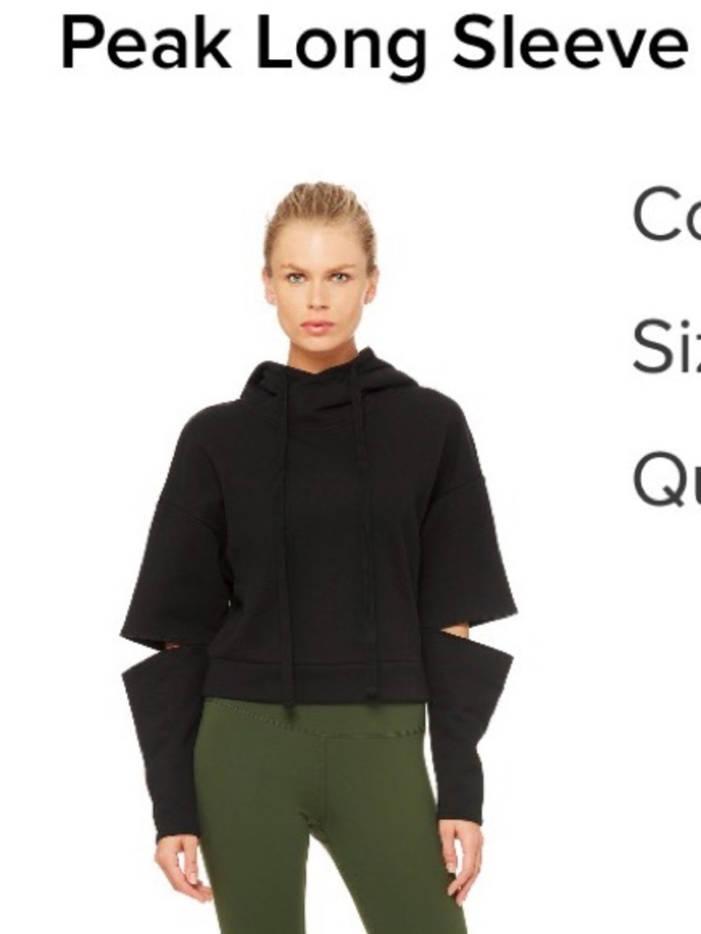 ALO Yoga Black Peak Long Sleeve Hoodie